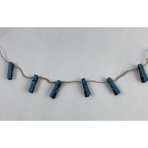 Set Of 6 Tiny Embellished Teal Rhinestone Clothespins Scrapbook & Pictures